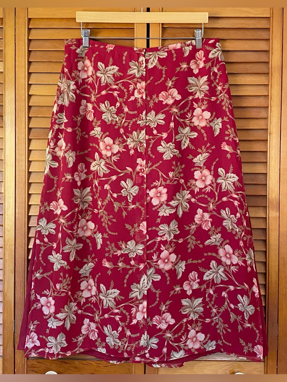 Vintage Leslie Fay Skirt Women's Size 18 Floral Midi Maxi Stretchy Waist Button